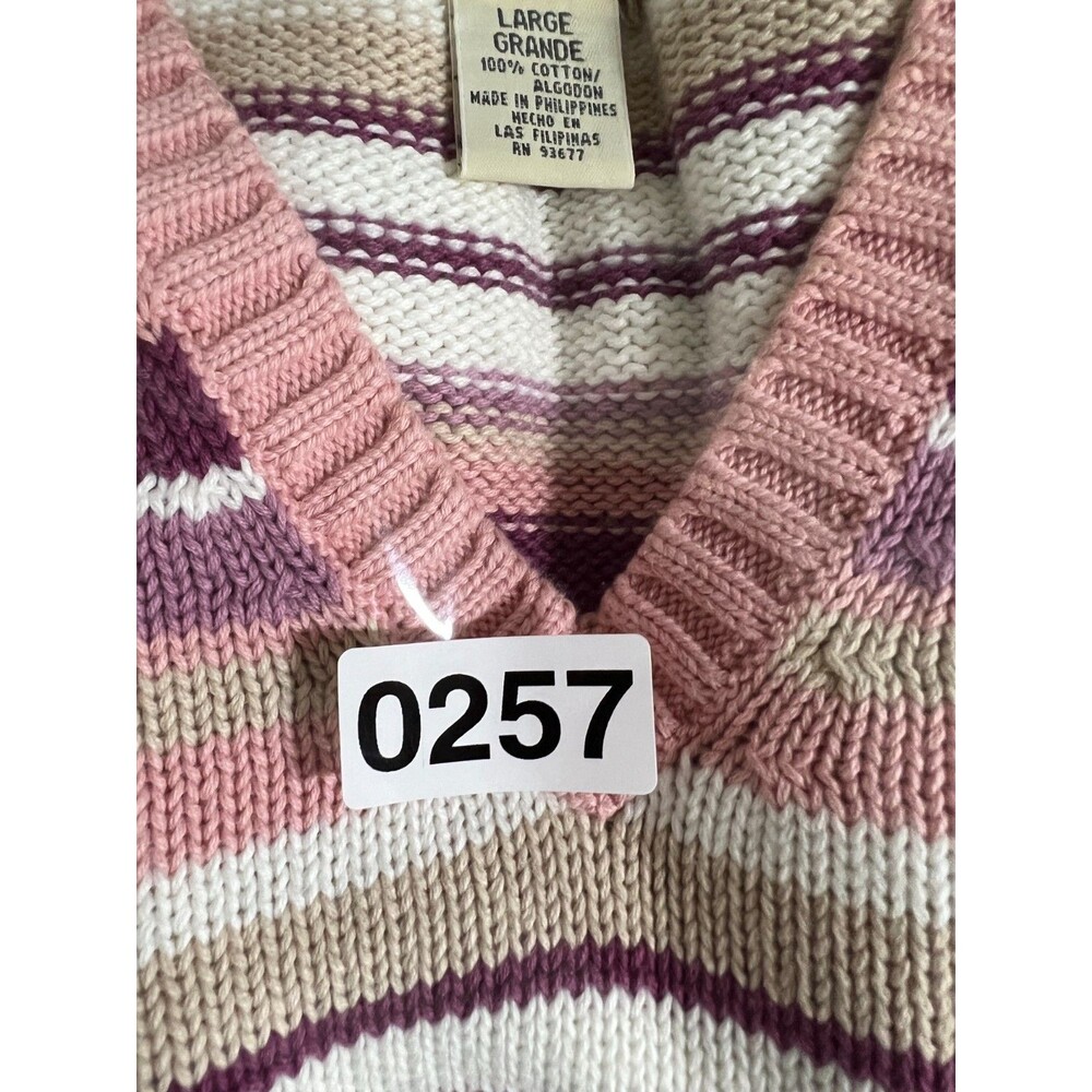 Vintage St. John’s Bay Sweater • Retro Pink Stripes • Super Soft & Comfy SIZE L - Picture 7 of 7